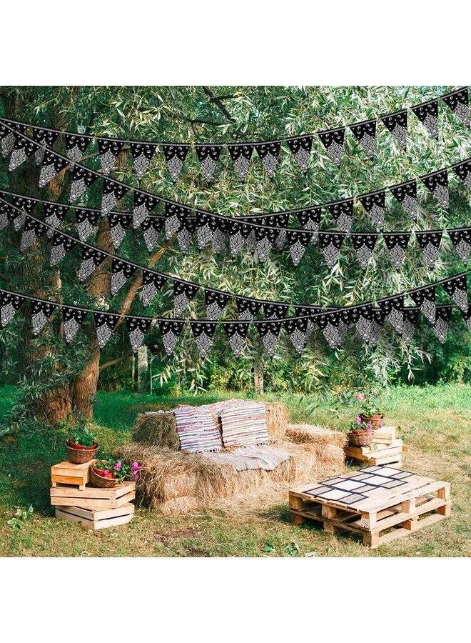 مجموعة من 5 قطع من زينة حفلات رعاة البقر الغربيين، وشاح باندانا، لافتة، ديكورات حفلات بطابع رعاة البقر الغربي، لوازم زينة حفلات بطابع رعاة البقر الغربي، 9.8 × 5 أقدام (نقشة بيزلي سوداء) - Image 3