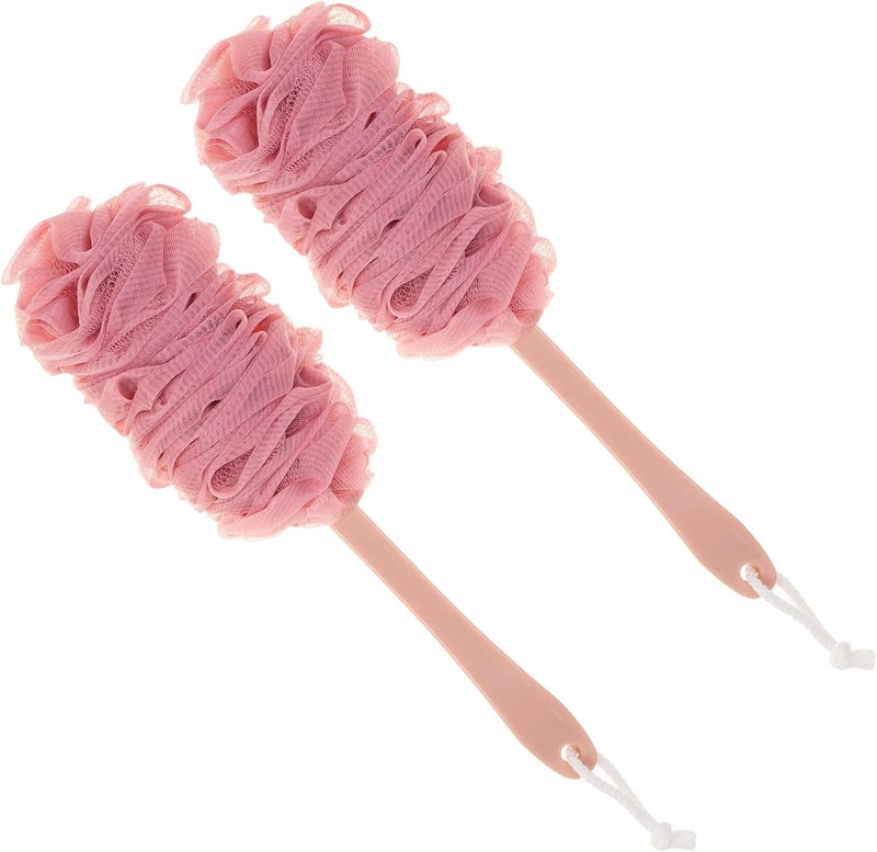 Arswin Back Scrubber for Shower,Loofah Long Handle Bath Body Brush,Soft Nylon Mesh Sponge for Shower,Loofah On a Stick for Men Women,Exfoliating Scrub Cleaning Luffa for Elderly(2-Pack,Pink) - Image 1