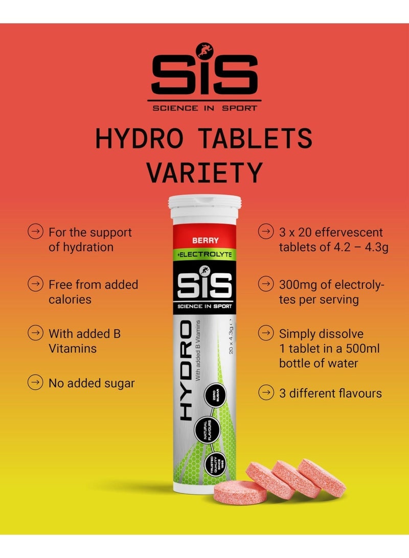SIS Hydro Electrolyte Tablets | Sugar Free Hydration Tablets | Essential Electrolytes to Reduce Fatigue & Aid Rehydration | Variety Pack | 60 Servings | 3 Pack - Image 2