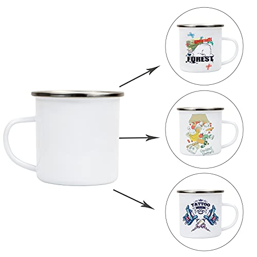 MAIKESUB 4 Pcs Sublimation Blank White Enamel Mug 12 OZ with Silver Rim Camping Travel Coffee Metal Mug Can be used as a gift for Christmas Thanksgiving Mother's Day Father's Day - Image 4
