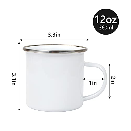 MAIKESUB 4 Pcs Sublimation Blank White Enamel Mug 12 OZ with Silver Rim Camping Travel Coffee Metal Mug Can be used as a gift for Christmas Thanksgiving Mother's Day Father's Day - Image 2