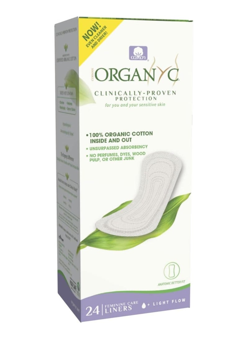 Organyc Clinically Proven Protection Organic Cotton Panty Liner, Flat, 24 Pieces - Pack of 1 - Image 1