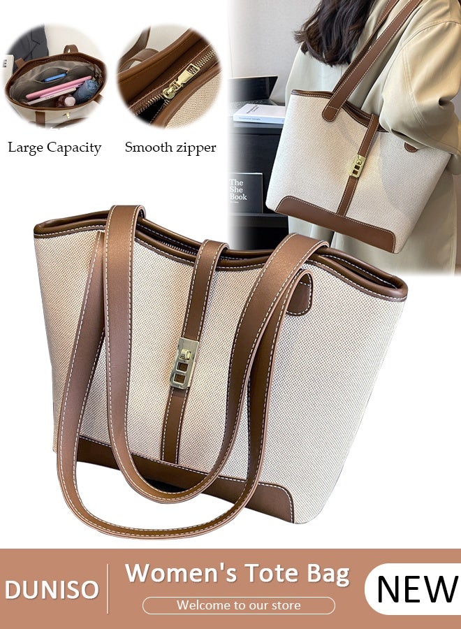 DUNISO Shoulder Tote Bag for Women Faux Leather Handbag Stylish Office Shoulder Work Bag Large Capacity Shoulder Bag Fashionable Travel Messenger Shoulder Bag for Ladies Girls College Students - Image 1