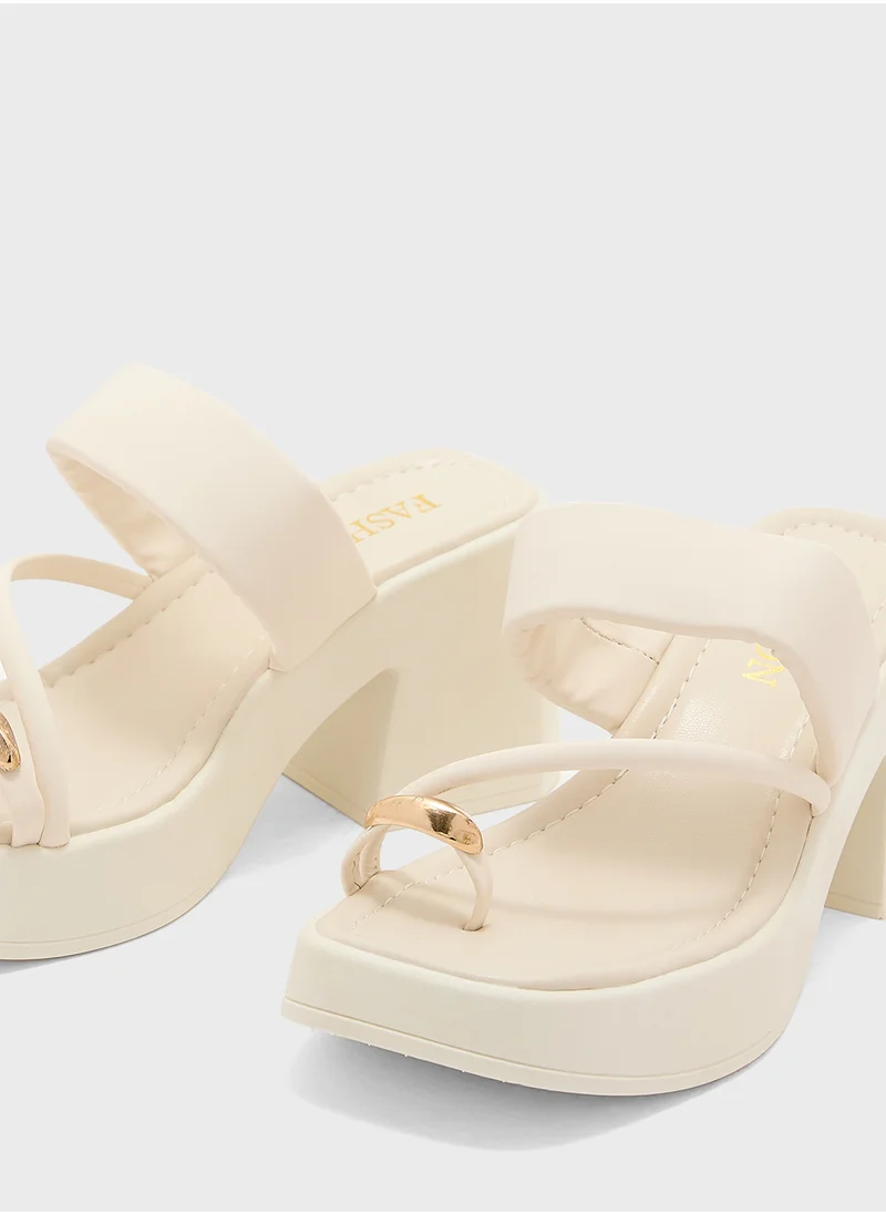 Ginger Metal Trim Strappy Block Heel Sandal