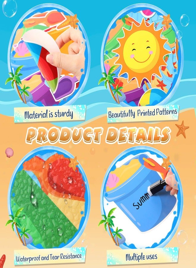 Faccito 57 Pcs Summer Bulletin Board Decorations Set Our Summer Bucket List Classroom Decor Hawaii Sun Beach Bucket Paper Cutouts with Borders for Home School Hawaiian Tropical Party Supplies - Image 3