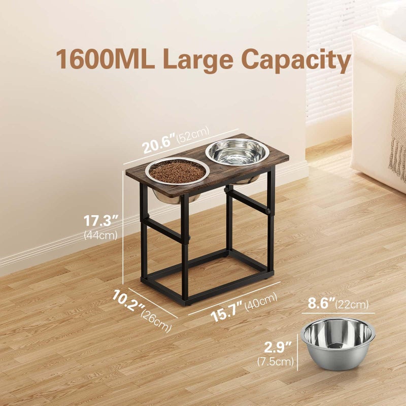 Zarler Elevated Dog Bowls for X-Large and Large Breed, 5 Adjustable Heights from 8.2'' - 17.3'', 2 Stainless Steel Bowls, 8.2'',11.8'',13.7'',15.7'',17.3'' Raised Dogs Food Bowl Stand - Image 4