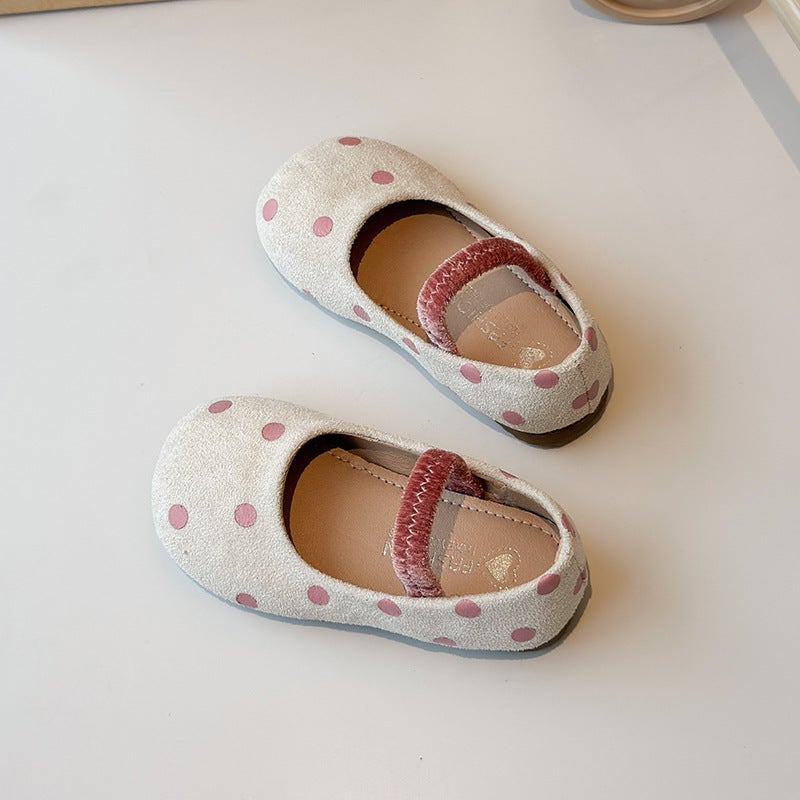 Children'S Princess Small Leather Shoes 2025 Spring And Autum New Korean Style Girls' Polka Dot Small Leather Shoes Soft Sole Beanie Shoes - Image 1