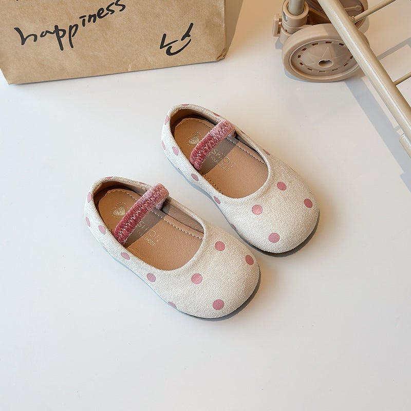 Children'S Princess Small Leather Shoes 2025 Spring And Autum New Korean Style Girls' Polka Dot Small Leather Shoes Soft Sole Beanie Shoes - Image 3