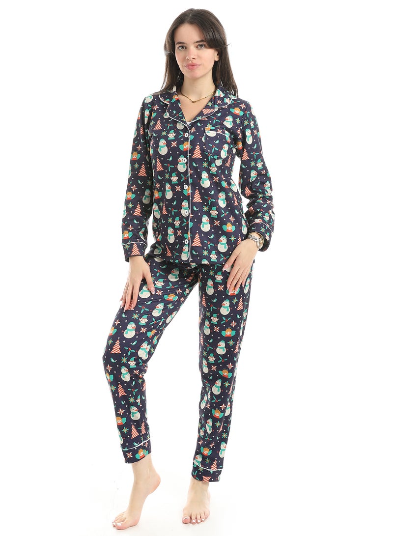 Defect Winter Nights Navy Christmas Pajama Set - Image 1