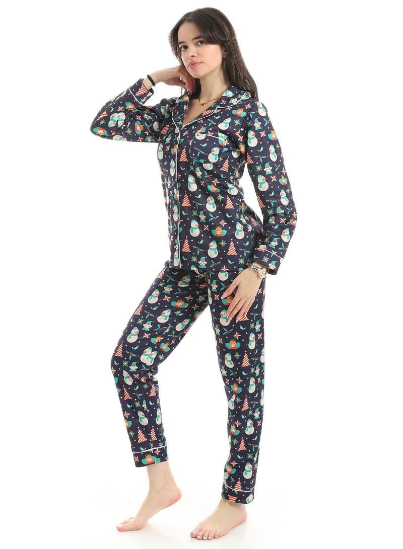 Defect Winter Nights Navy Christmas Pajama Set - Image 2