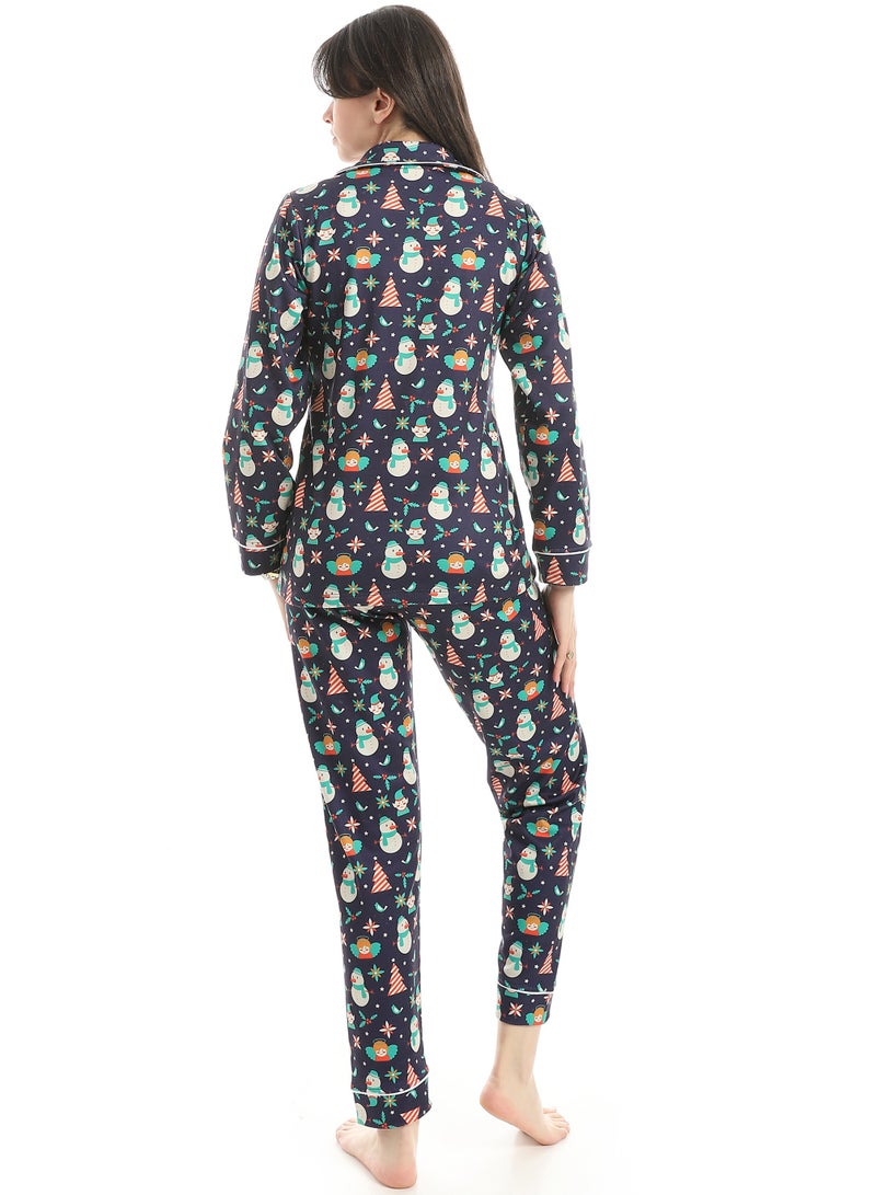 Defect Winter Nights Navy Christmas Pajama Set - Image 3