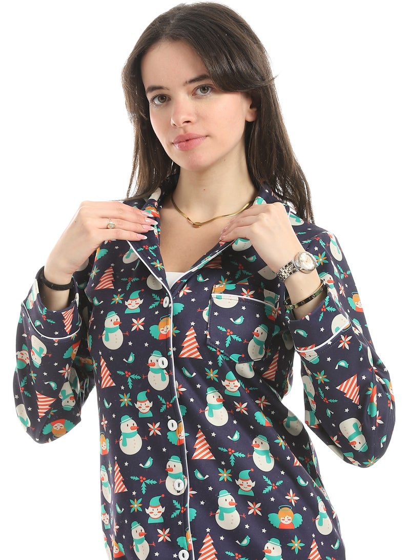 Defect Winter Nights Navy Christmas Pajama Set - Image 4