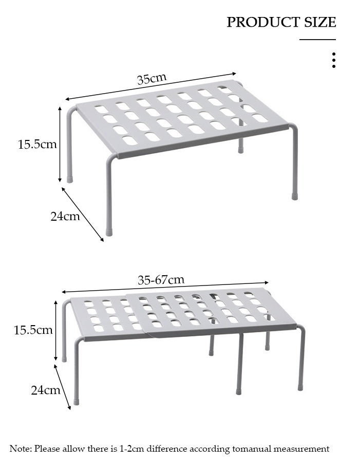 DUNISO Retractable Kitchen Storage Shelf, Grid Drainage Plastic Spice Organizer，Adjustable Expandable Rack for Countertop, Cabinet, Pantry，Organize Seasonings, Canned Food, Cooking Supplies - Image 2