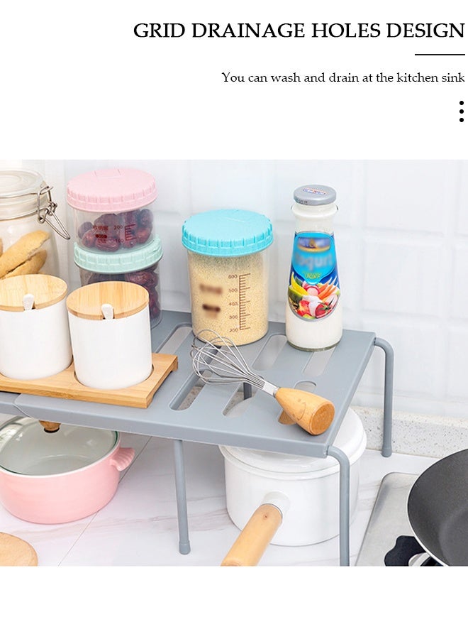 DUNISO Retractable Kitchen Storage Shelf, Grid Drainage Plastic Spice Organizer，Adjustable Expandable Rack for Countertop, Cabinet, Pantry，Organize Seasonings, Canned Food, Cooking Supplies - Image 5