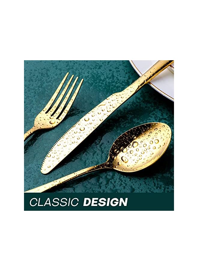 PROMASS طقم أدوات مائدة من الفولاذ المقاوم للصدأ لـ 8 أشخاص، طقم أدوات مائدة OGORI المكون من 45 قطعة مع مجموعة تقديم، أدوات مائدة مصقولة بلمعان مع ملحقات تقديم للمطبخ، إمدادات الحفلات - Image 4