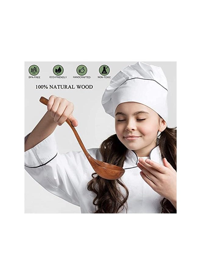 erorex - Arabest Wooden Spoons for Cooking, 7 Pcs Natural Teak Non-stick Pan Wooden Utensils for Cooking, Long Wood Spoon Fried Spatula and Salad Fork, Wooden Kitchen Utensil Set for High Heat Stirring, Baking - Image 1