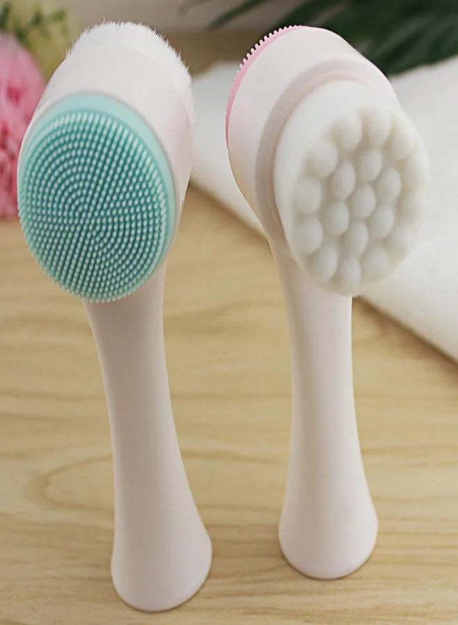CAPSEA Double Side Face Wash Brush - Manual Facial Cleansing, Silicon Face Brush for Cleaning 1 Pcs Double Side Skin Care Facial Cleaning Brush, Manual Dual Face Wash Brush for Deep Massaging - Image 4