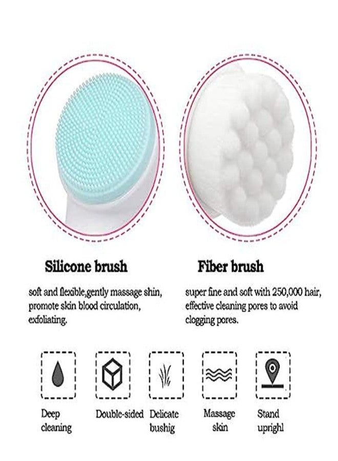 CAPSEA Double Side Face Wash Brush - Manual Facial Cleansing, Silicon Face Brush for Cleaning 1 Pcs Double Side Skin Care Facial Cleaning Brush, Manual Dual Face Wash Brush for Deep Massaging - Image 3