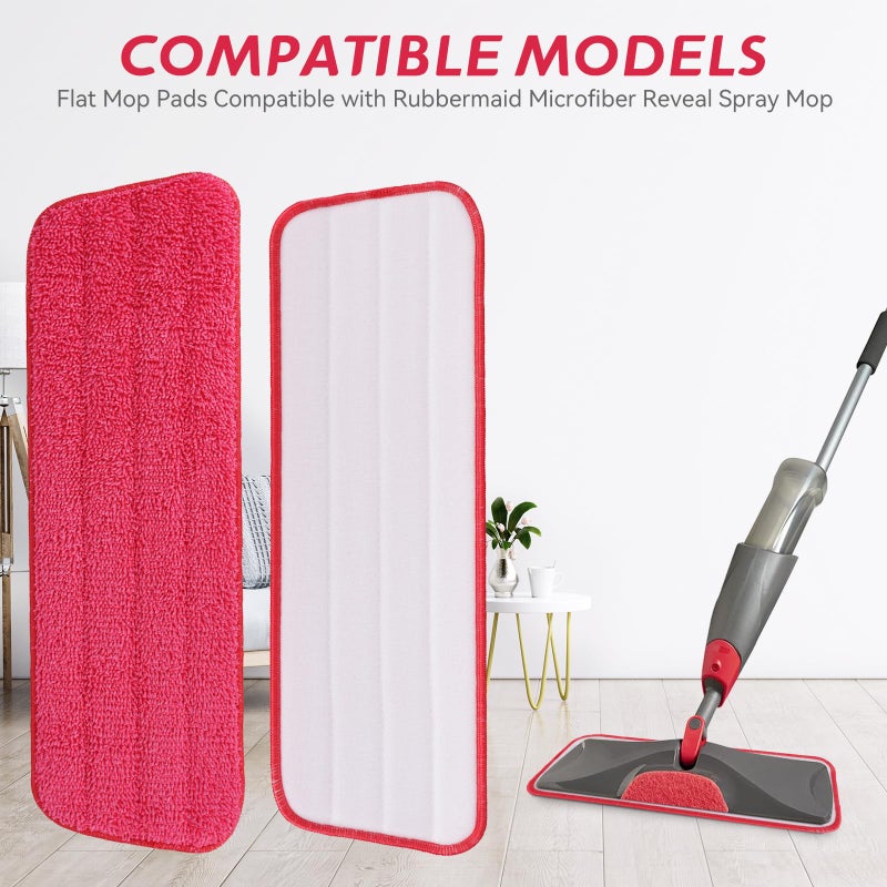 BeiLan Replacement Microfiber Mop Pad for Rubbermaid Reveal Spray Mop - 8 Pack 16.5" Wet & Dry Floor Cleaning Refills Reusable Fit for Any Microfiber Reveal Flat Mop - Image 2