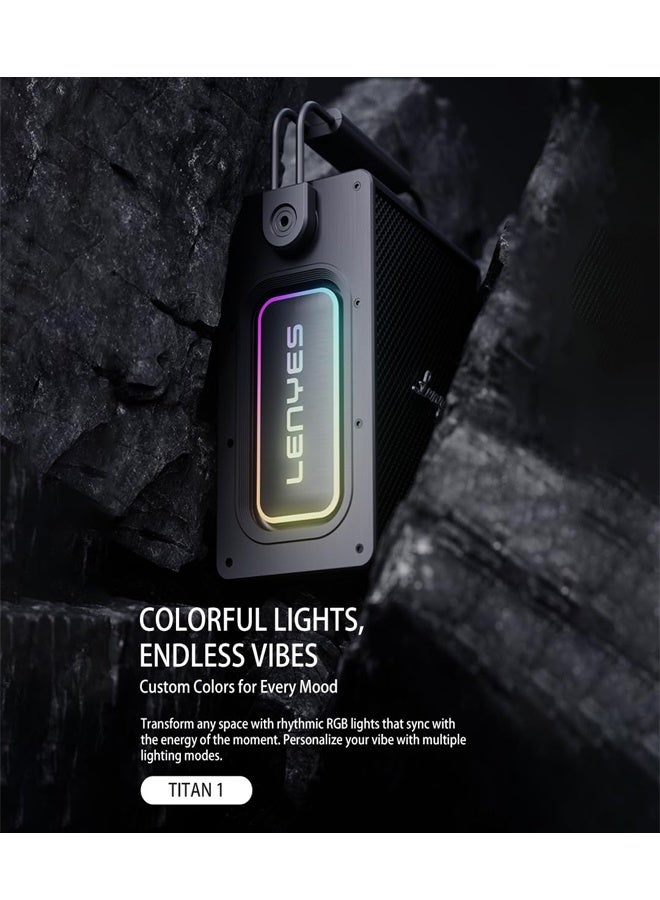Lenyes Titan 1 Bluetooth Party Speaker | 180W Peak | 2 Wireless UHF Mics | RGB Lights | TWS Stereo | IPX6 Waterproof | 5000mAh Battery | AUX/USB/TF/OTG | Lenyes Audio App Support - Image 4