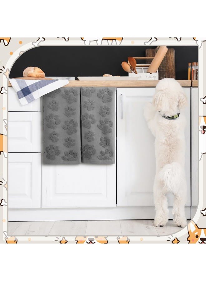 SmoothNovelty 2 Pcs Dog Paw Jacquard Hand Towels for Bathroom Dark Gray Hand Towels 100% Cotton Absorbent Decorative Weave Neutral Bathroom Decor, 13.7 x 29.5 Inch - Image 5
