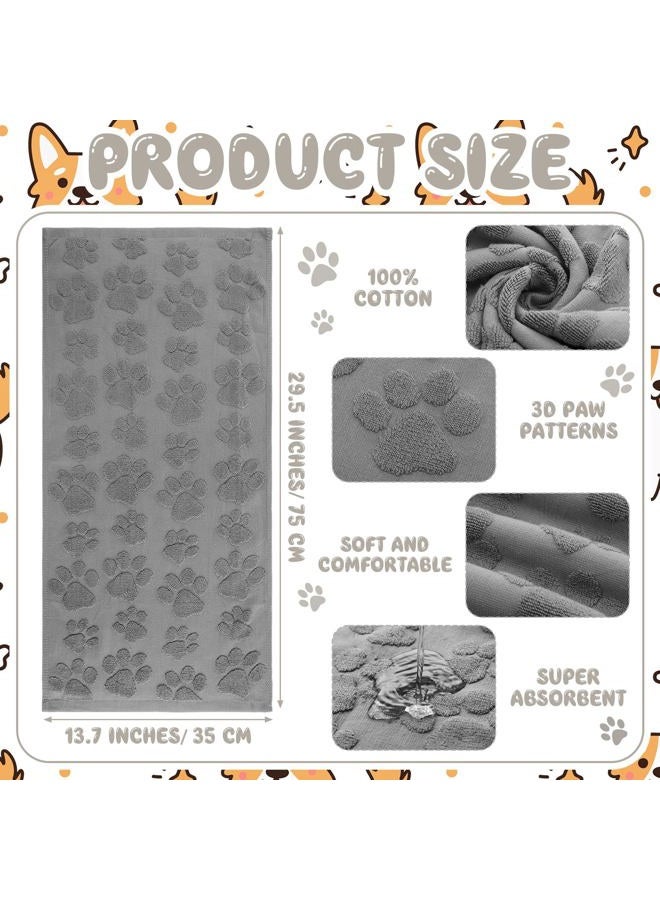 SmoothNovelty 2 Pcs Dog Paw Jacquard Hand Towels for Bathroom Dark Gray Hand Towels 100% Cotton Absorbent Decorative Weave Neutral Bathroom Decor, 13.7 x 29.5 Inch - Image 3