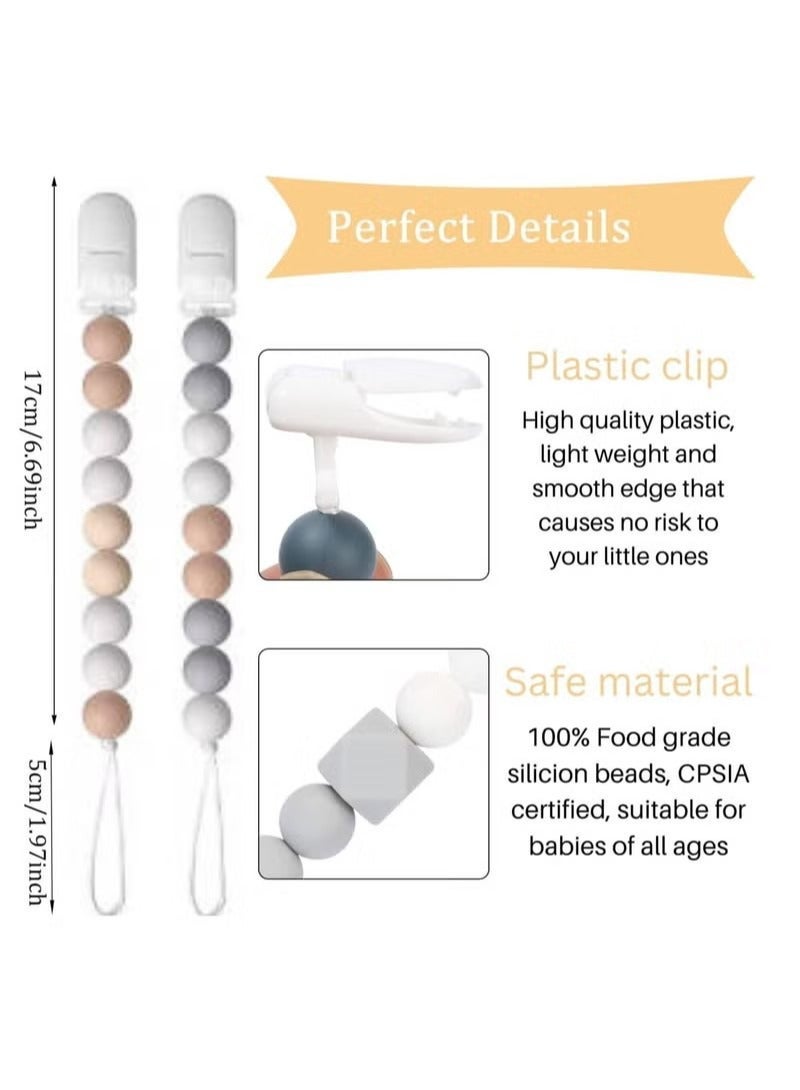 Gonice Pacifiers Clips, 2 Pack BPA Free Silicone Soother Chain Holders for Baby Boys and Girls, Fits All Pacifiers and Baby Teething Toys - Image 2