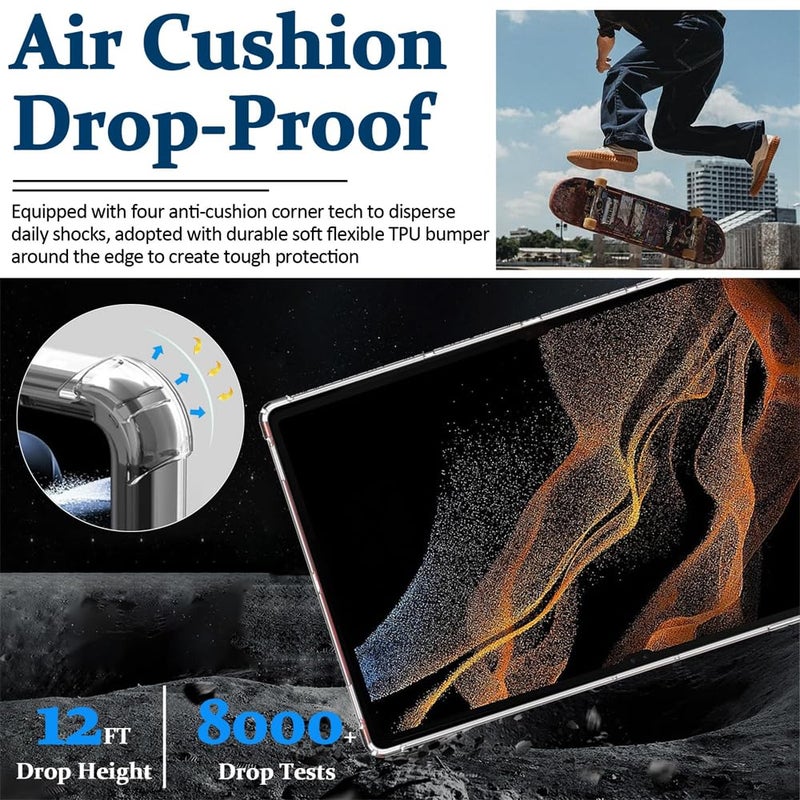 Luckam Compatible for Samsung Galaxy Tab S9 Ultra Tablet Case Clear, Soft TPU Ultra-Thin Cover, Full Coverage Air-Cushion Shockproof Protective Bumper Case for Galaxy Tab S9 Ultra, 14.6 inch 2023 - Image 5