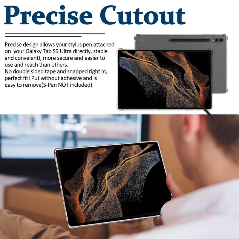 Luckam Compatible for Samsung Galaxy Tab S9 Ultra Tablet Case Clear, Soft TPU Ultra-Thin Cover, Full Coverage Air-Cushion Shockproof Protective Bumper Case for Galaxy Tab S9 Ultra, 14.6 inch 2023 - Image 4