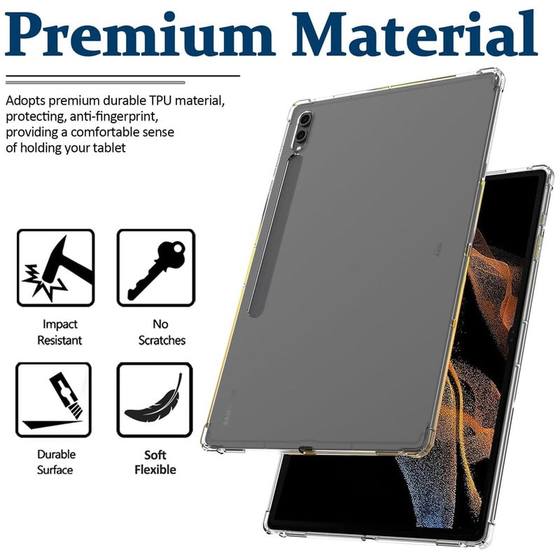 Luckam Compatible for Samsung Galaxy Tab S9 Ultra Tablet Case Clear, Soft TPU Ultra-Thin Cover, Full Coverage Air-Cushion Shockproof Protective Bumper Case for Galaxy Tab S9 Ultra, 14.6 inch 2023 - Image 3