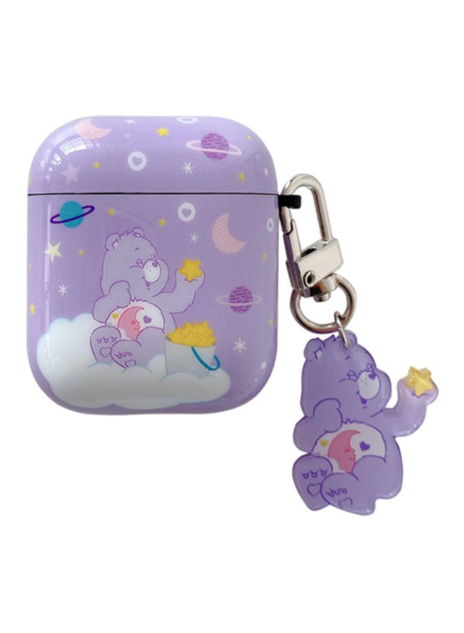 Beauenty Bear Printed Case Cover With Carabiner For Apple AirPods 1/2 Purple/White/Blue - Image 1
