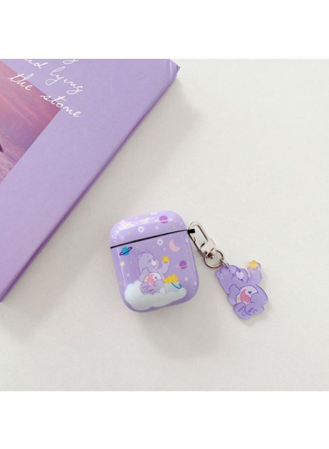 Beauenty Bear Printed Case Cover With Carabiner For Apple AirPods 1/2 Purple/White/Blue - Image 2