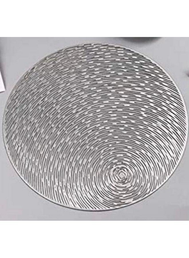 Home-Cloud HomeCloud Polyester Round Shape Table Mat/Table Mat Round/Round PVC Table Mats/Cutwork Design Dining Table Mats/Dressing Table Mats/Bed Side Table Mats (Silver, Set of 4Pc) - Image 4