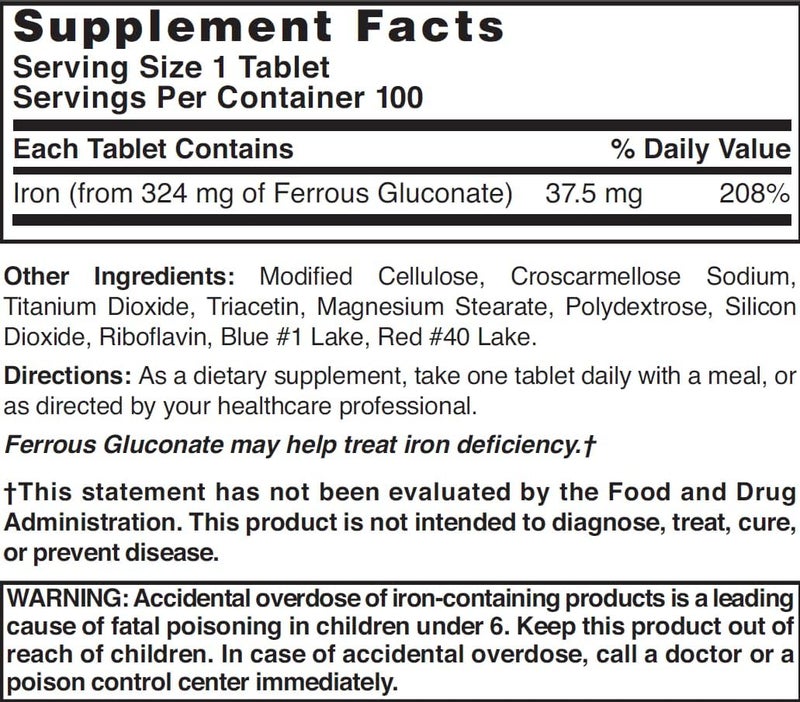 Nature's Blend Ferrous Gluconate Tablets 100 Count Multi - Image 3