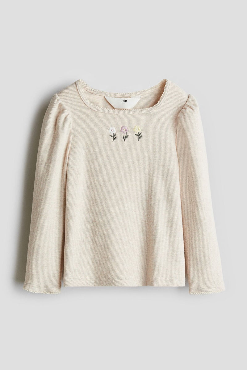H&M Picot-Trimmed Jersey Top - Image 1