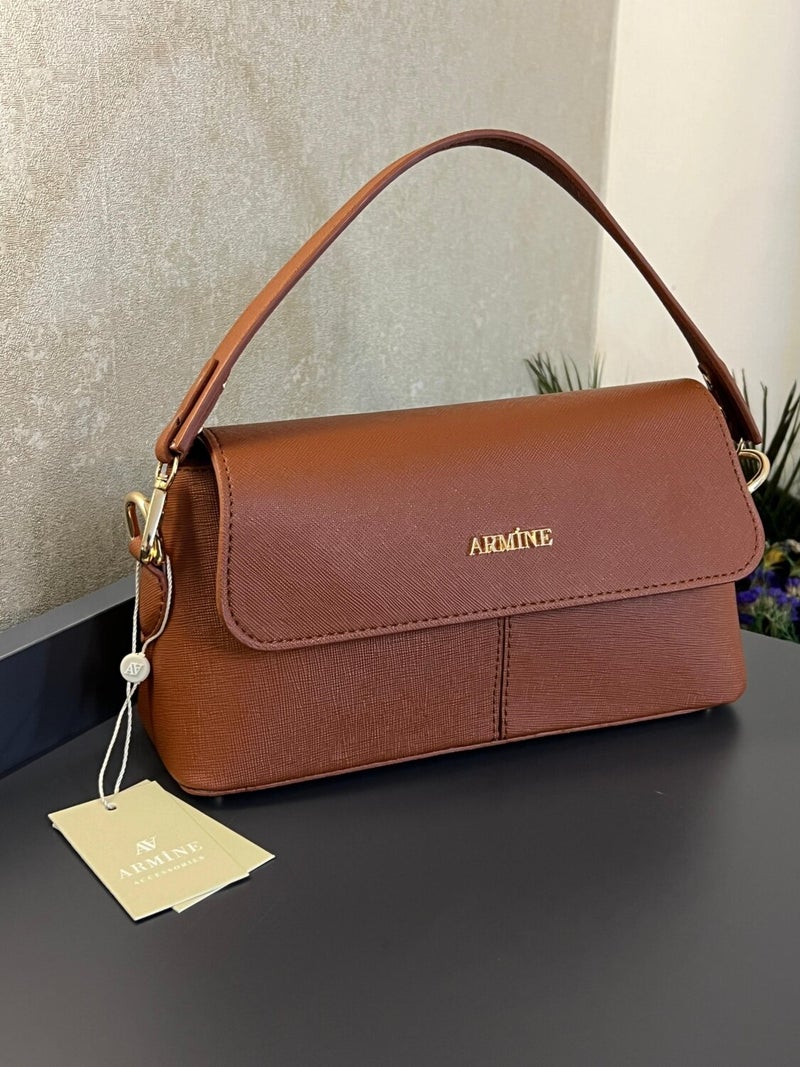 Armine ARM.347.TB Special Color Konbin Leather Women's Handbag Designed as Handbags - Image 1