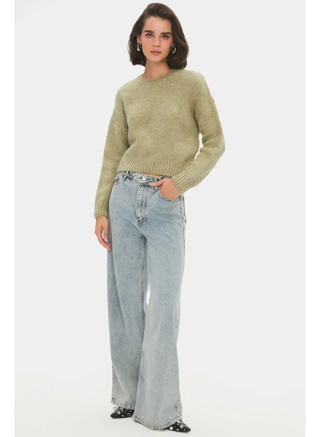 JUNE June Women Wide Fit Soft Texture Basic Knitwear Sweater Khaki