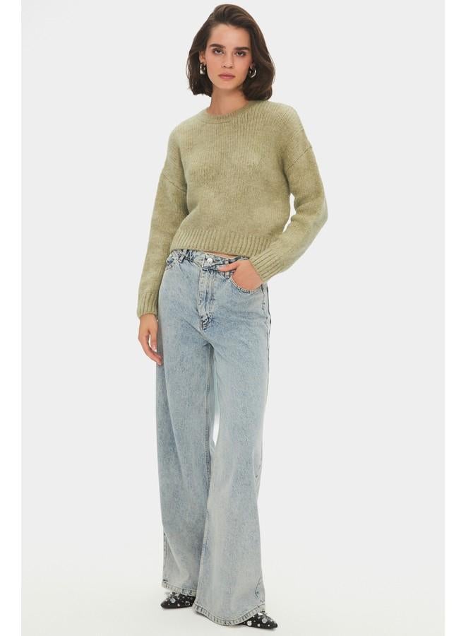 جون كنزة نسائية من خيوط ناعمة، مقاس واسع، لون كاكي - Image 5