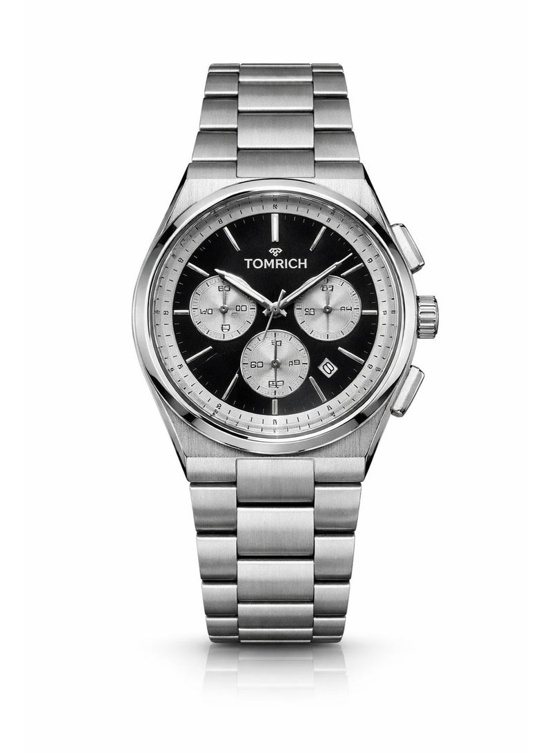 TOMRICH Vantor Chronex Luxury Chronograph Men’s Watch – Stainless Steel Strap, Black Dial, Quartz Movement, Date Display, Water Resistant Wristwatch - Image 1