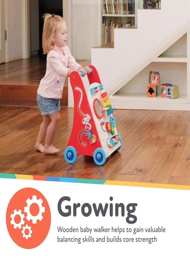 Nuby Wooden Baby Walker with Interactive Features for Early Development, Promotes Walking, Motor Skills, and Creativity - Image 3
