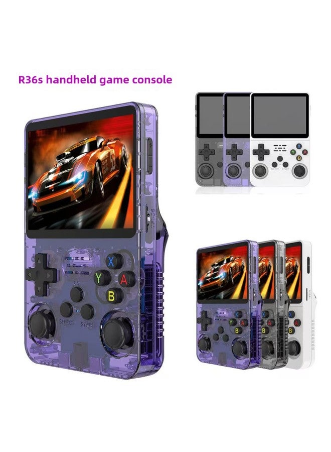 PSP R36S Open Source Handheld Game Retro GBA Arcade Classic FC Arcade Portable-Product's Colour:Cardless Package-Model:R36s【transparent Purple】 - Image 1