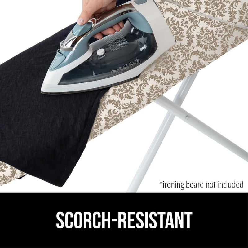 Gorilla Grip The Original GORILLA GRIP Ironing Board Cover and Pad, Silicone Coating, Thick Scorch Resistant Padding, Heavy Duty Iron Covers Standard Boards, Hook and Loop Fastener Strap, Damask, 15x54 - Image 3