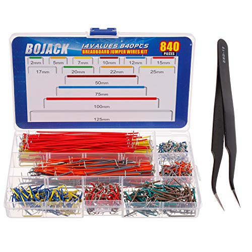 BOJACK 14 Vaules 840 pcs 2-125mm Solderless Flexible Breadboard Connecting Line Cables Breadboard Jumper Wires kit - Image 1