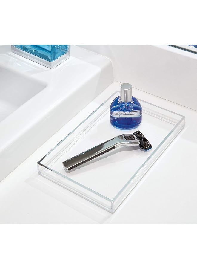 InterDesign Bathroom Tray For Towels Cosmetics And Accessories The Clarity Collection – 8.68” X 5.34” X 0.95” Brushed Silver - Image 4