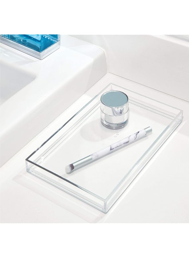 InterDesign Bathroom Tray For Towels Cosmetics And Accessories The Clarity Collection – 8.68” X 5.34” X 0.95” Brushed Silver - Image 3