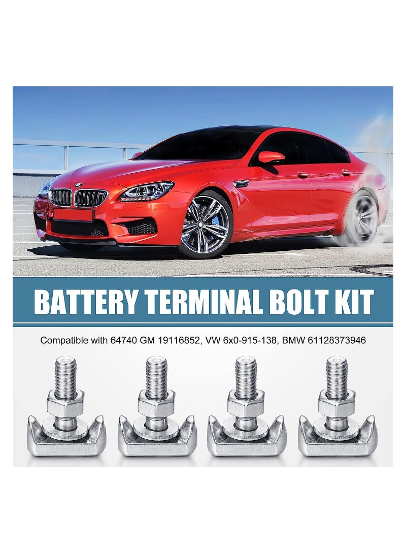 KASTWAVE T Bolt Battery Terminal Nuts, Car Battery Cable Extender Replacement Battery Terminal T Bolt for 64740 GM 19116852, VW 6x0-915-138, BMW 61128373946 (8 Pcs) - Image 4