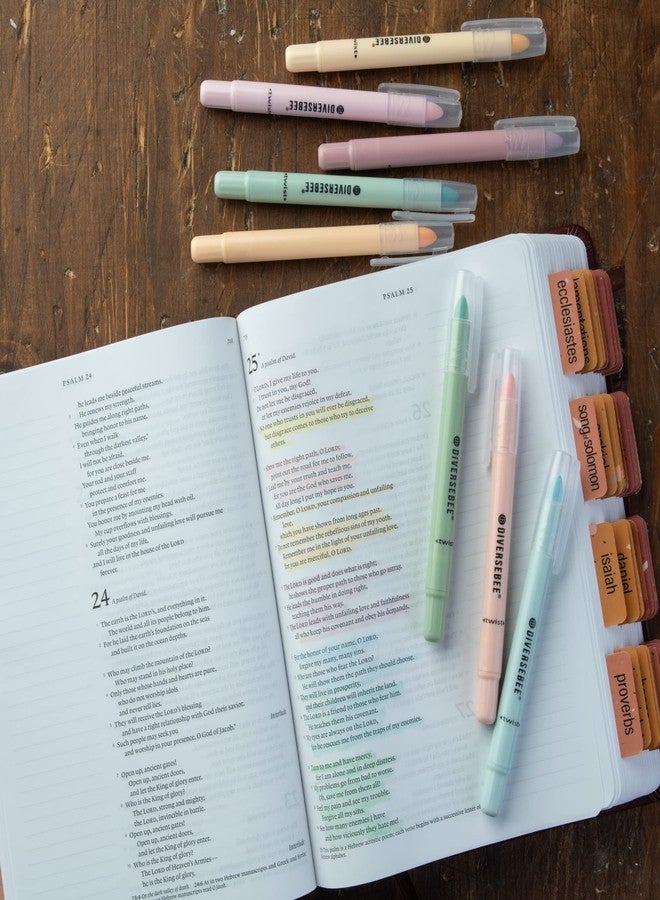 DIVERSEBEE أقلام تظليل الكتاب المقدس من دايفرسبي، مجموعة من 8 أقلام تظليل جل بألوان متنوعة، لا تسيل الحبر، علامات لطيفة للكتاب المقدس، لوازم دراسية ومستلزمات مدرسية (باستيل) - Image 3