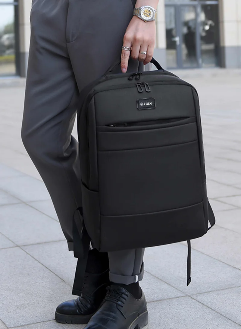 Hike  Unisex Premium Laptop Backpack Water Resistant 17-inch Shoulder Daypack with Built in USB Port for Travel/Business/College/School, HK8851 - BLACK  | Best Price UAE