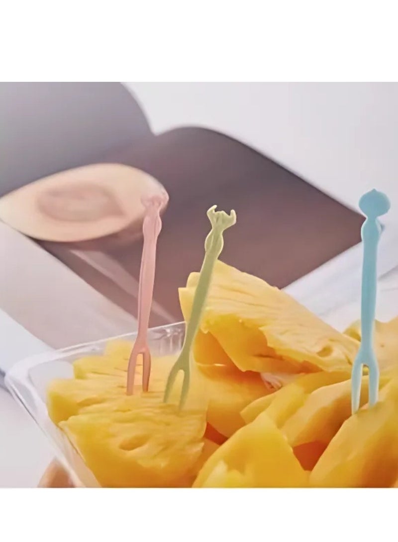 أدوات تقديم فاكهة وحلويات بلاستيك – شوك صغيرة 50 قطعة وردية - Image 1