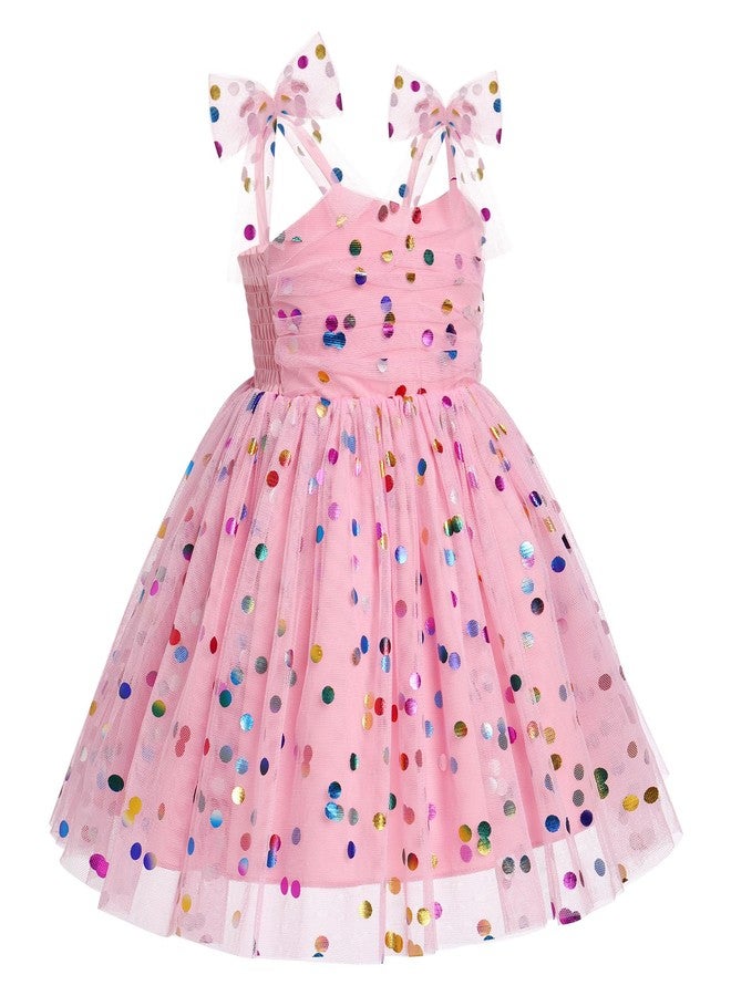 IMEKIS 3th 4th Birthday Girl Outfit: Third Fourth Birthday Dress for Girls Cake Smash Toddler Confetti Princess Dresses Party Pageant Gown Kids Easter Dresses Photoshoot Pink Sequin 3-4T - Image 3